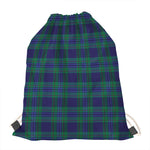 Blue Green And Red Tartan Pattern Print Drawstring Bag