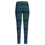 Blue Green And Red Tartan Pattern Print High-Waisted Pocket Leggings