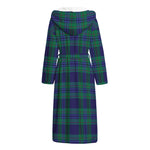 Blue Green And Red Tartan Pattern Print Hooded Bathrobe