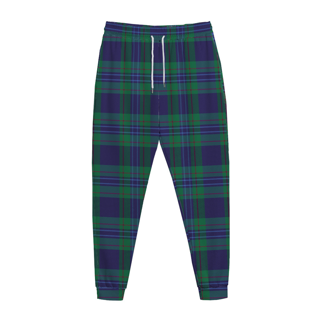Blue Green And Red Tartan Pattern Print Jogger Pants