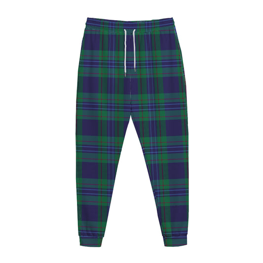Blue Green And Red Tartan Pattern Print Jogger Pants