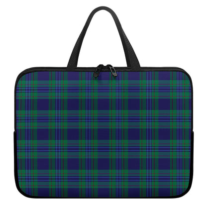 Blue Green And Red Tartan Pattern Print Laptop Sleeve With Handle
