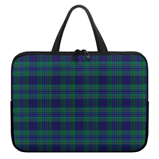 Blue Green And Red Tartan Pattern Print Laptop Sleeve With Handle
