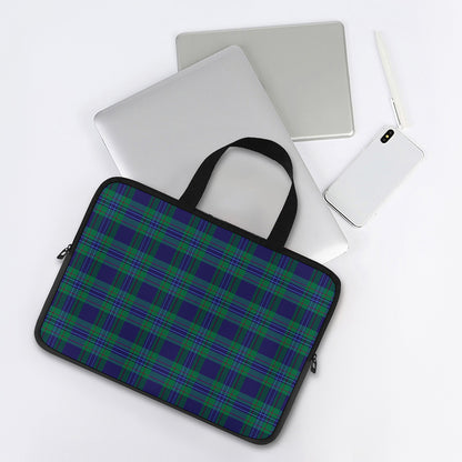Blue Green And Red Tartan Pattern Print Laptop Sleeve With Handle