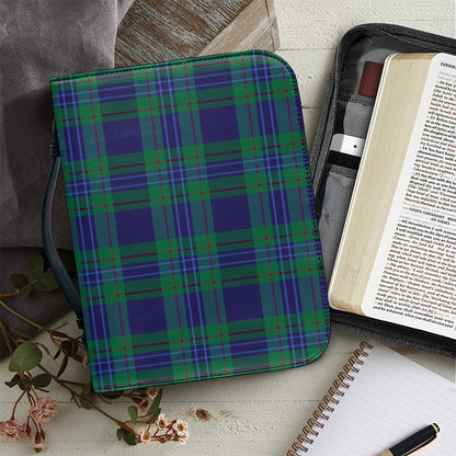 Blue Green And Red Tartan Pattern Print Leather Bible Cover