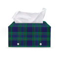 Blue Green And Red Tartan Pattern Print Leather Tissue Box Cover