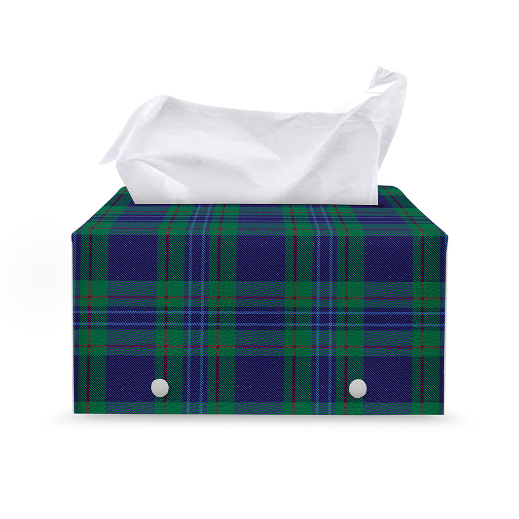 Blue Green And Red Tartan Pattern Print Leather Tissue Box Cover