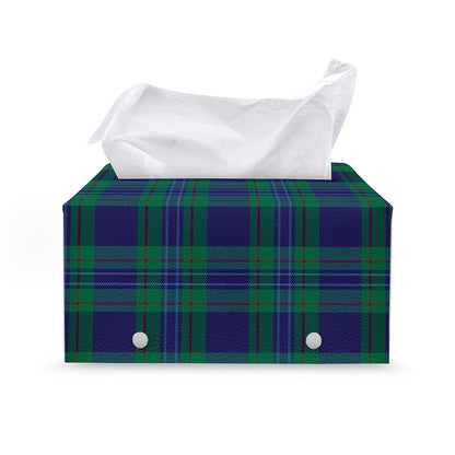 Blue Green And Red Tartan Pattern Print Leather Tissue Box Cover