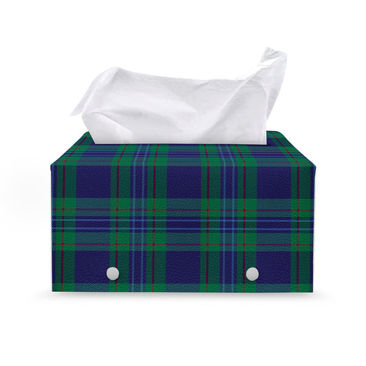 Blue Green And Red Tartan Pattern Print Leather Tissue Box Cover