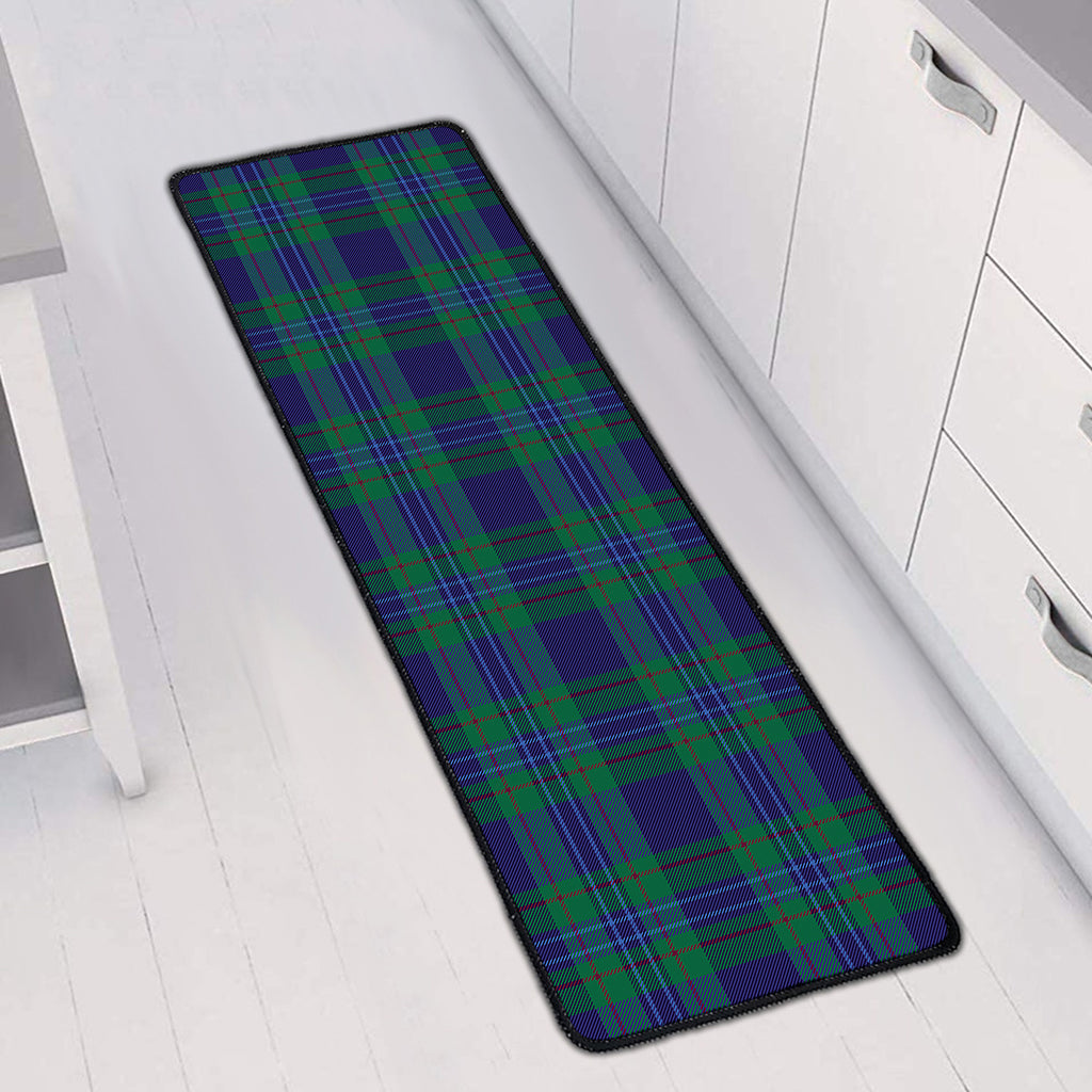 Blue Green And Red Tartan Pattern Print Long Kitchen Mat