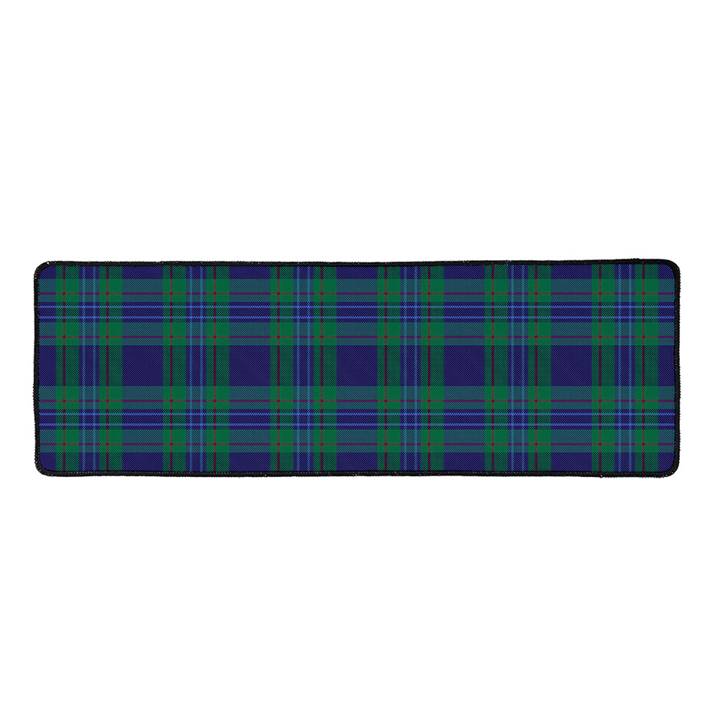 Blue Green And Red Tartan Pattern Print Long Kitchen Mat