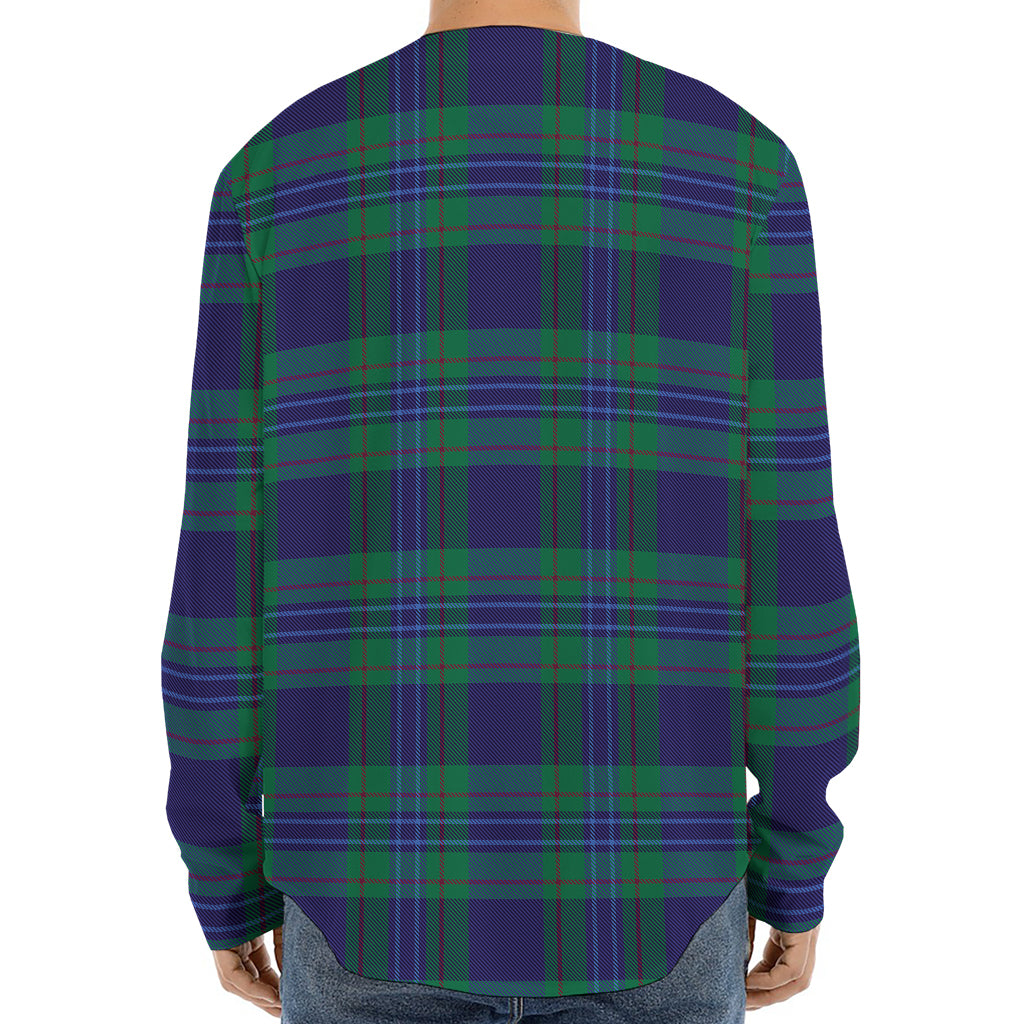 Blue Green And Red Tartan Pattern Print Long Sleeve Baseball Jersey
