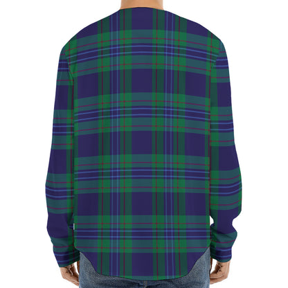 Blue Green And Red Tartan Pattern Print Long Sleeve Baseball Jersey