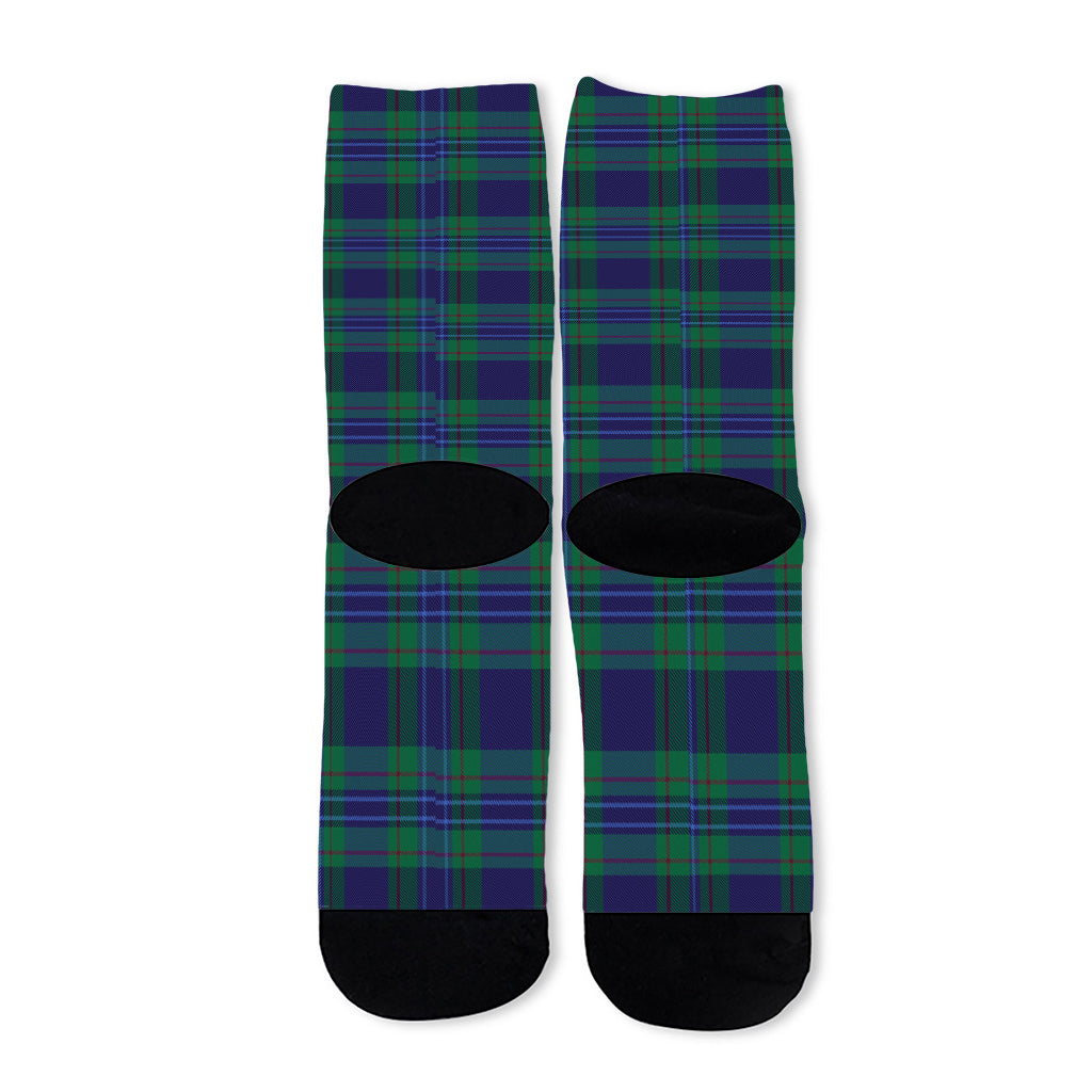 Blue Green And Red Tartan Pattern Print Long Socks