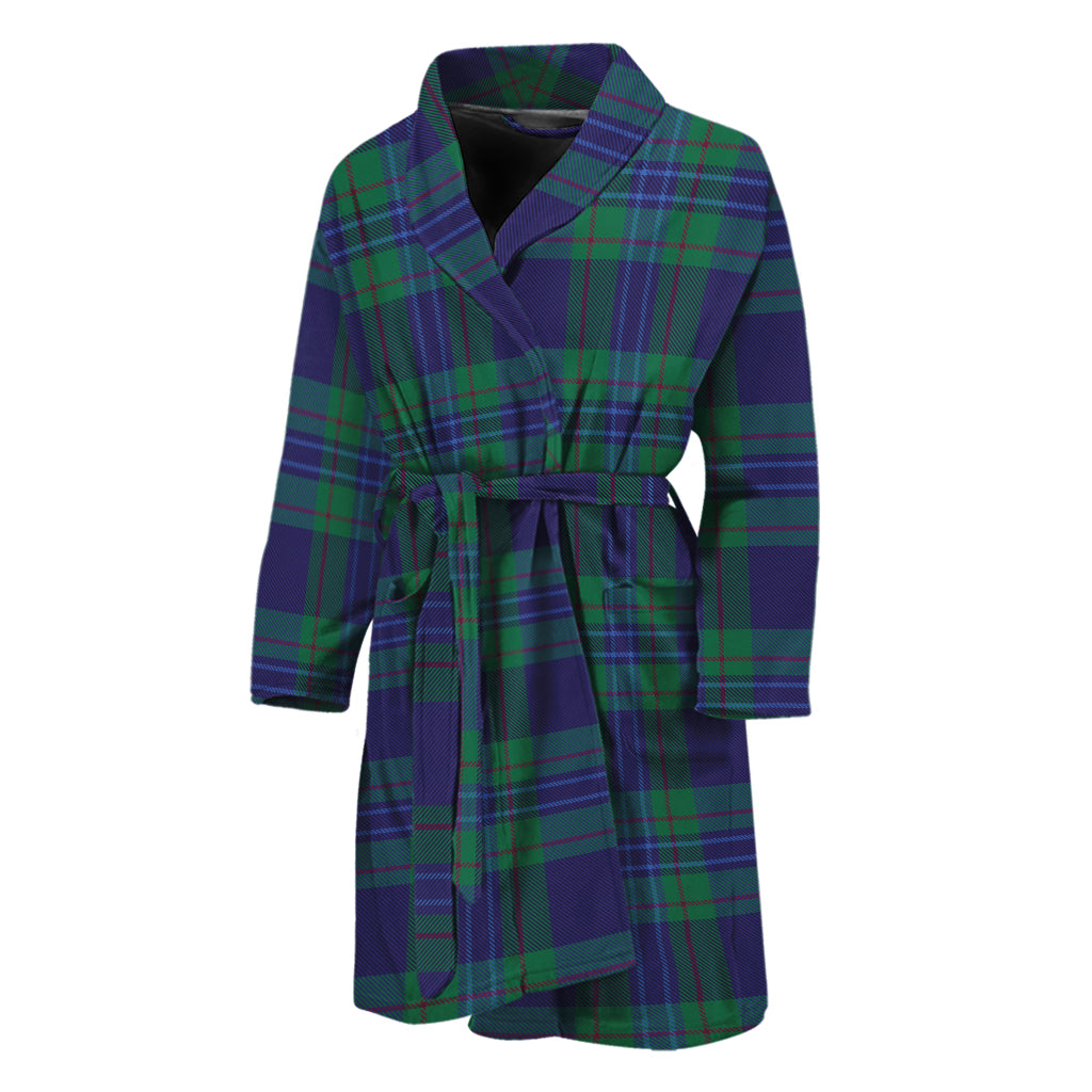 Blue Green And Red Tartan Pattern Print Men's Bathrobe