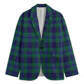 Blue Green And Red Tartan Pattern Print Men's Cotton Blazer