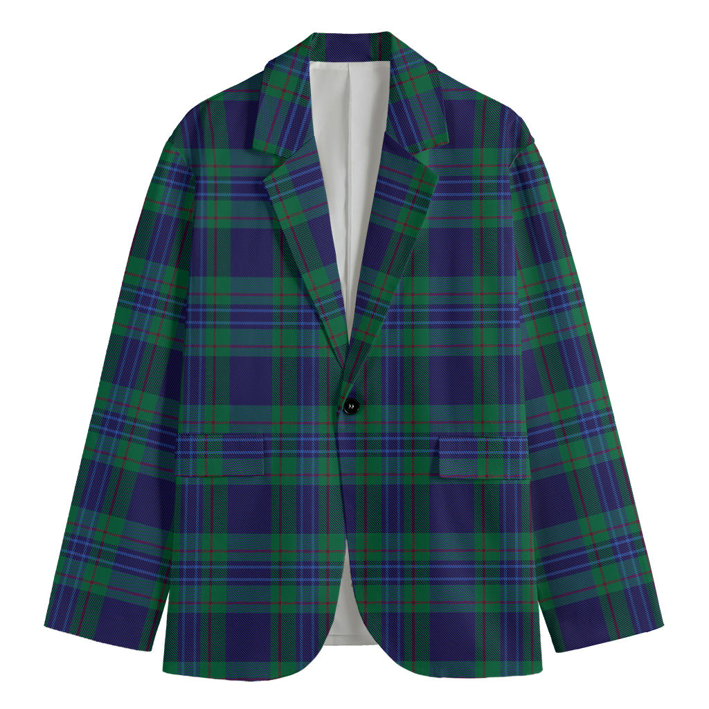 Blue Green And Red Tartan Pattern Print Men's Cotton Blazer