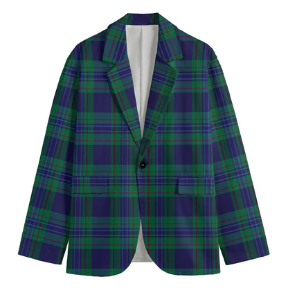 Blue Green And Red Tartan Pattern Print Men's Cotton Blazer