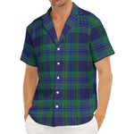 Blue Green And Red Tartan Pattern Print Men's Deep V-Neck Shirt