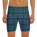 Blue Green And Red Tartan Pattern Print Men's Long Boxer Briefs