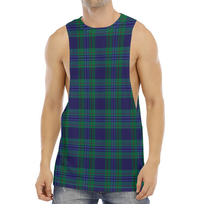 Blue Green And Red Tartan Pattern Print Men's Muscle Tank Top