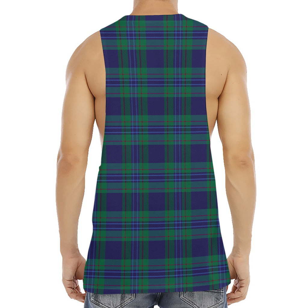 Blue Green And Red Tartan Pattern Print Men's Muscle Tank Top