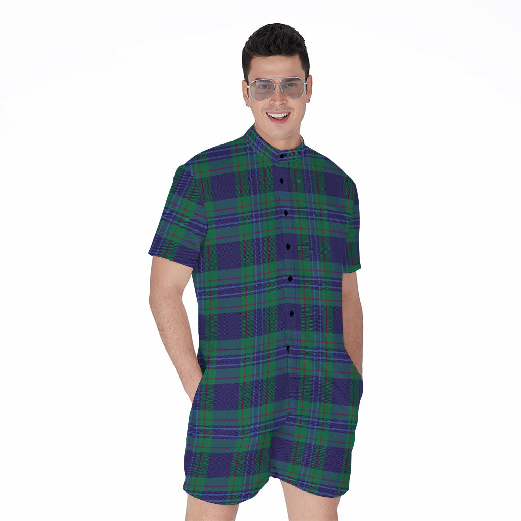 Blue Green And Red Tartan Pattern Print Men's Rompers