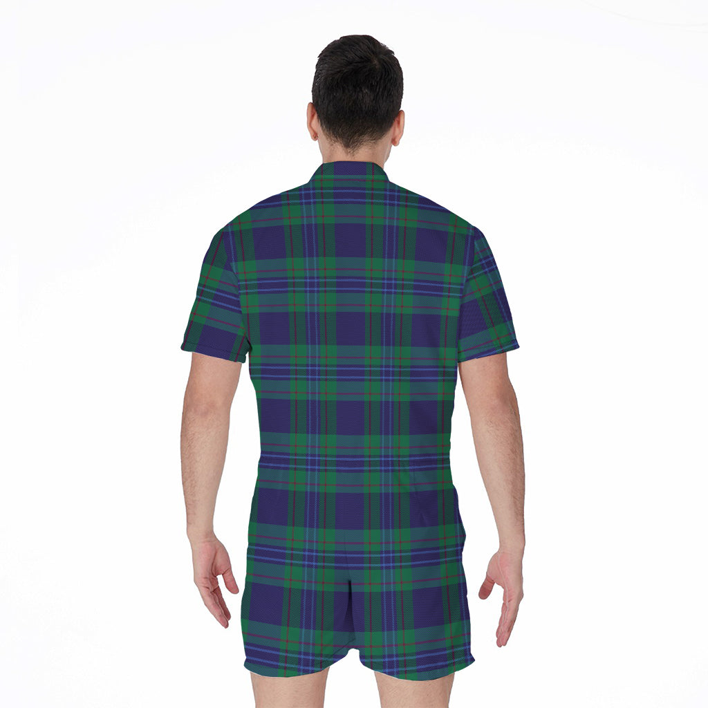 Blue Green And Red Tartan Pattern Print Men's Rompers