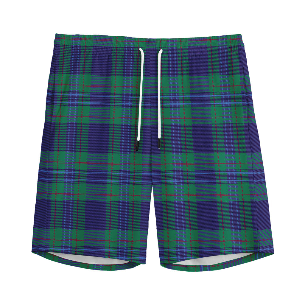 Blue Green And Red Tartan Pattern Print Men's Sports Shorts