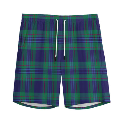 Blue Green And Red Tartan Pattern Print Men's Sports Shorts