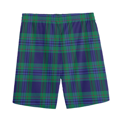 Blue Green And Red Tartan Pattern Print Men's Sports Shorts