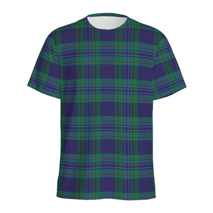 Blue Green And Red Tartan Pattern Print Men's Sports T-Shirt