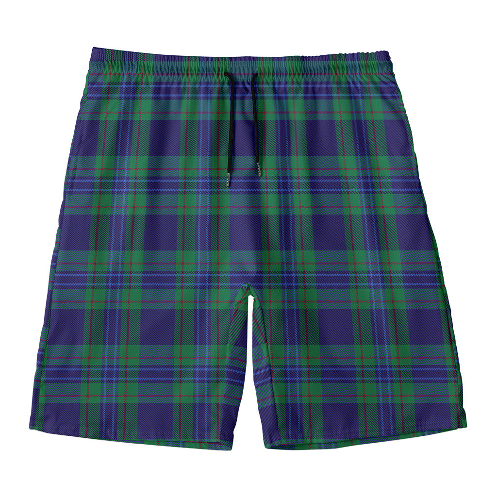 Blue Green And Red Tartan Pattern Print Men's Swim Trunks