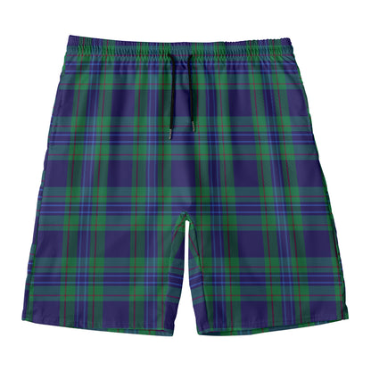 Blue Green And Red Tartan Pattern Print Men's Swim Trunks