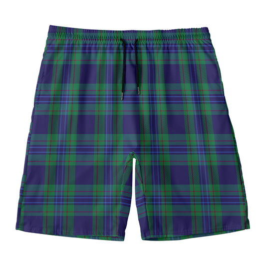 Blue Green And Red Tartan Pattern Print Men's Swim Trunks