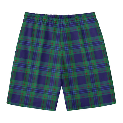 Blue Green And Red Tartan Pattern Print Men's Swim Trunks