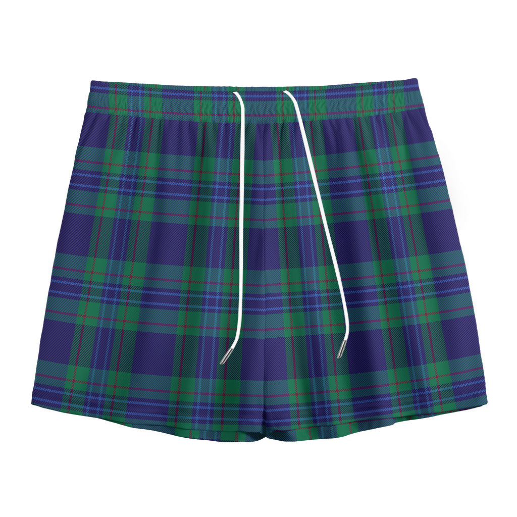 Blue Green And Red Tartan Pattern Print Mesh Shorts