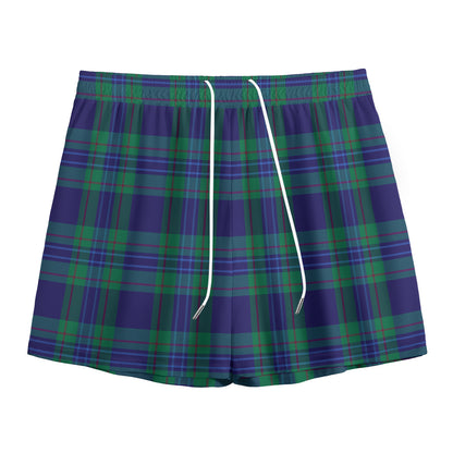 Blue Green And Red Tartan Pattern Print Mesh Shorts