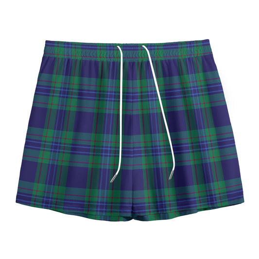 Blue Green And Red Tartan Pattern Print Mesh Shorts