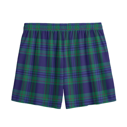 Blue Green And Red Tartan Pattern Print Mesh Shorts