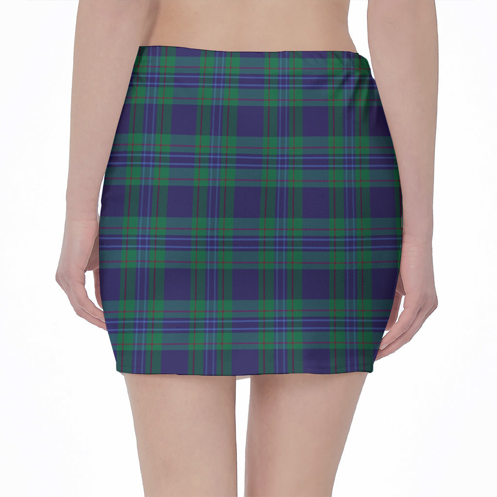 Blue Green And Red Tartan Pattern Print Pencil Mini Skirt