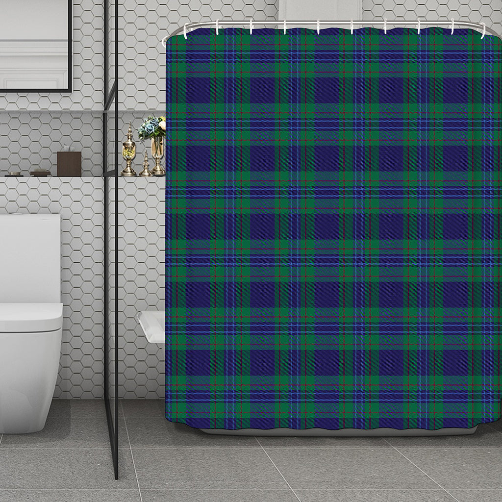 Blue Green And Red Tartan Pattern Print Polyester Shower Curtain