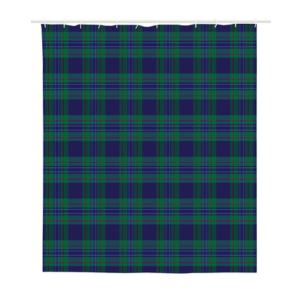 Blue Green And Red Tartan Pattern Print Polyester Shower Curtain