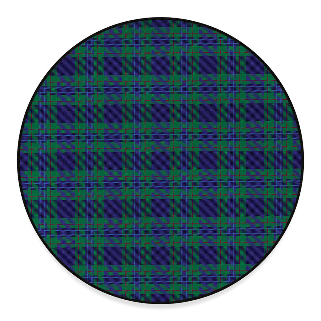 Blue Green And Red Tartan Pattern Print Round Floor Mat