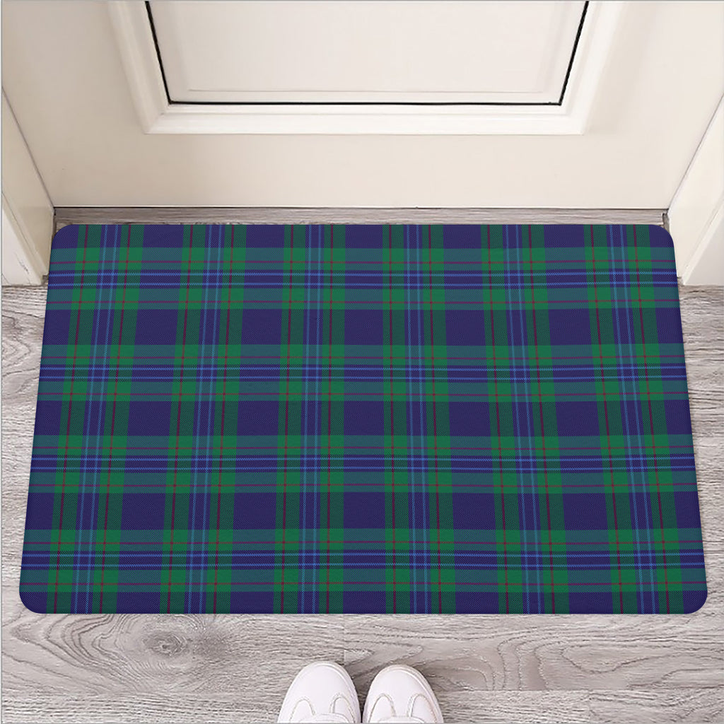 Blue Green And Red Tartan Pattern Print Rubber Doormat