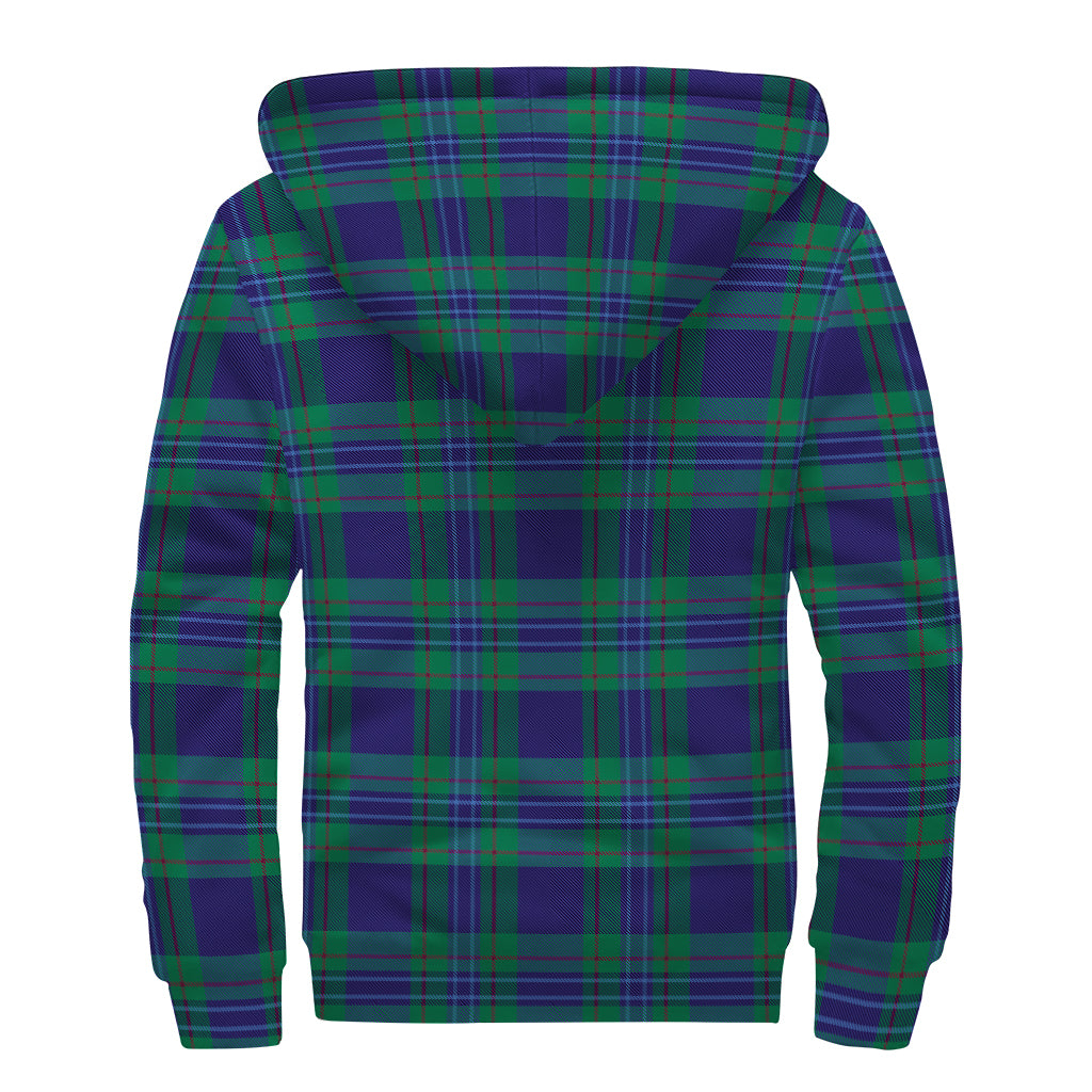Blue Green And Red Tartan Pattern Print Sherpa Lined Zip Up Hoodie