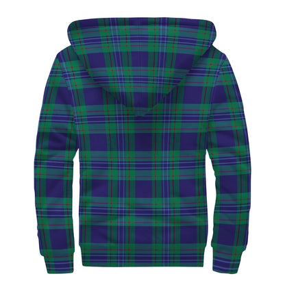 Blue Green And Red Tartan Pattern Print Sherpa Lined Zip Up Hoodie