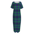 Blue Green And Red Tartan Pattern Print Short Sleeve Long Nightdress