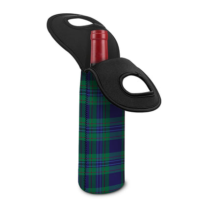 Blue Green And Red Tartan Pattern Print Single Neoprene Wine Tote