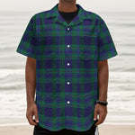 Blue Green And Red Tartan Pattern Print Textured Short Sleeve Shirt